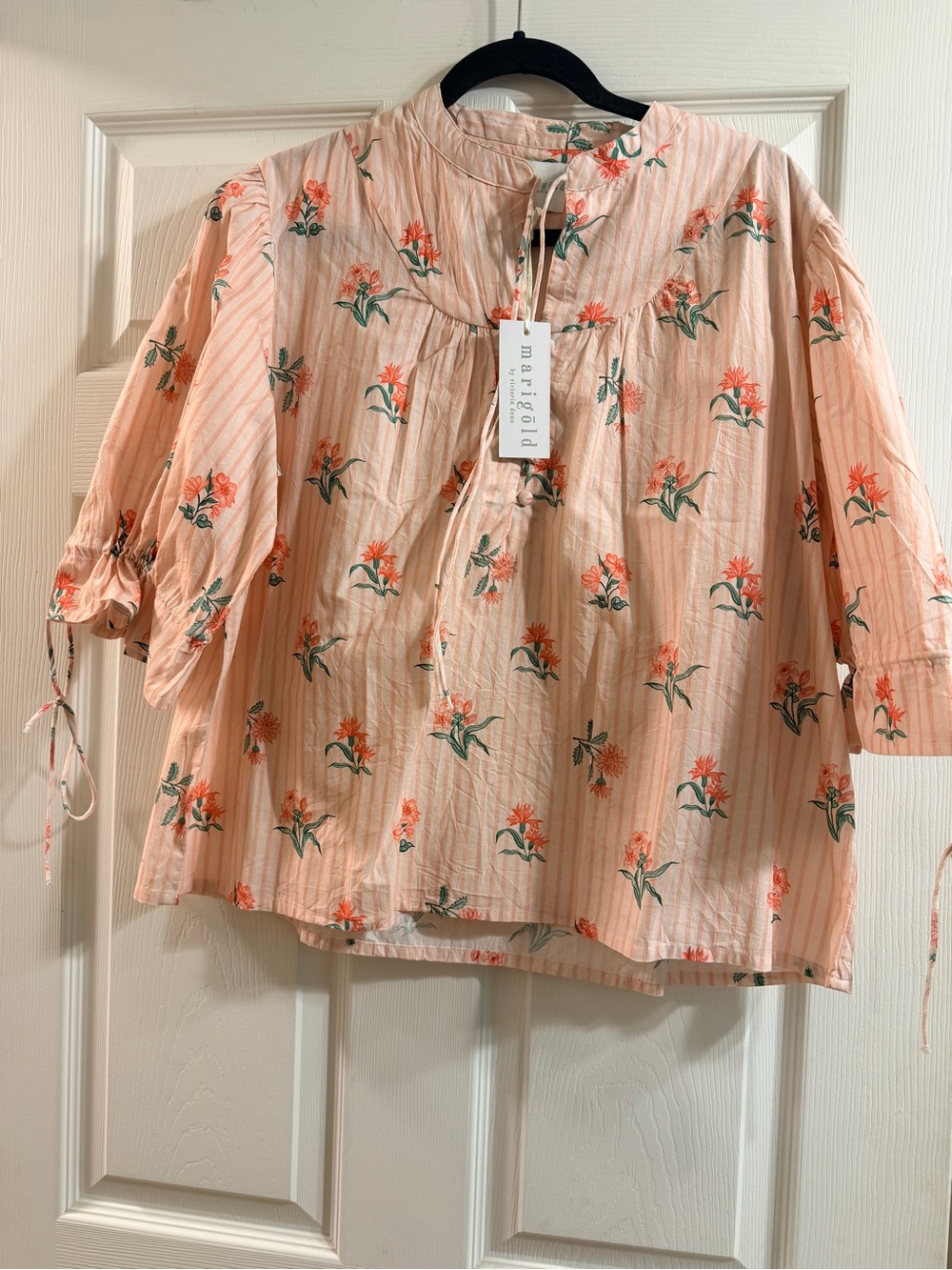Marigold by Victoria Dunn Pink Floral Peasant Top